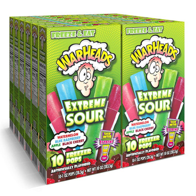 Warheads Fat Free Freezer Pops Assorted Flavors Extreme Sour (12 Boxes 10...