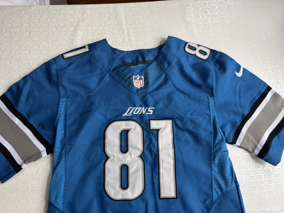 Camiseta Nike Calvin Johnson Detroit Lions On Field para hombre talla 40 azul medio Foto 2 de 4