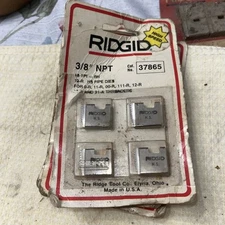 Ridgid 37865  Manual Threader Pipe & Bolt Dies - 3/8" NPT - Alloy RH New