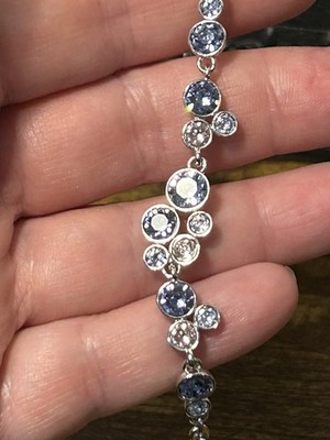 Made with Swarovski Elements Tennisarmband blau, pink & klar umschaltbar 