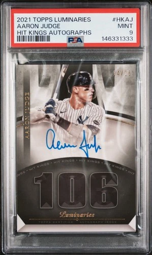 2021 Topps Luminaries Hit Kings Autographs #HKAJ Aaron Judge Autographs PSA 9