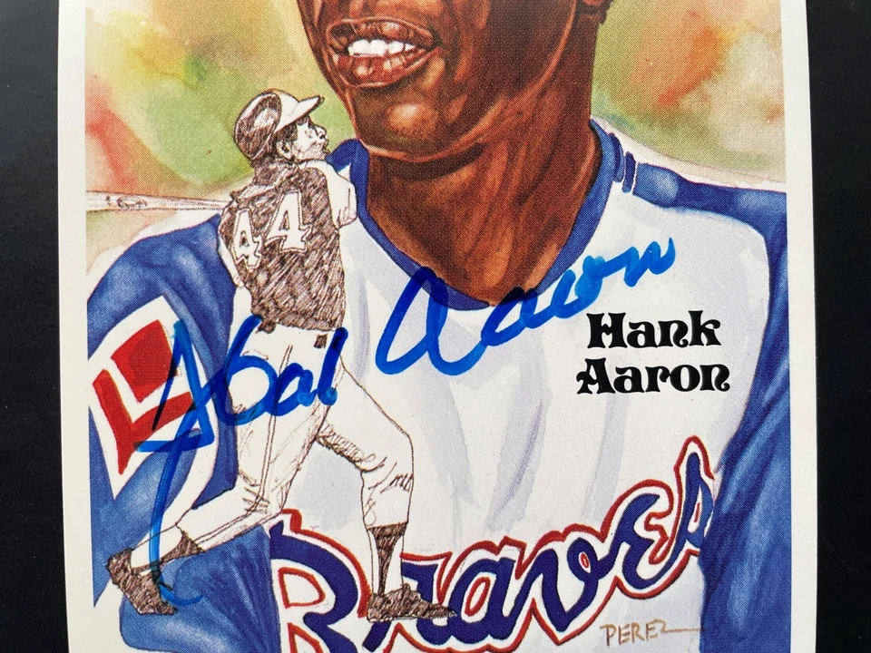 Hank Aaron Perez Steele Hall of Fame Postcard Auto - PSA DNA Authenticated! - Image 2 of 4