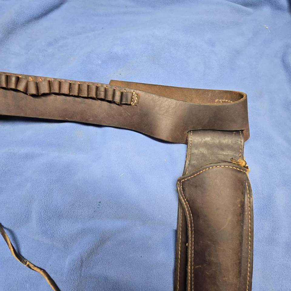 Vintage Hunter Leather Western Belt Holster 165 NED Conchos Cartridge Loops - Image 3 of 4