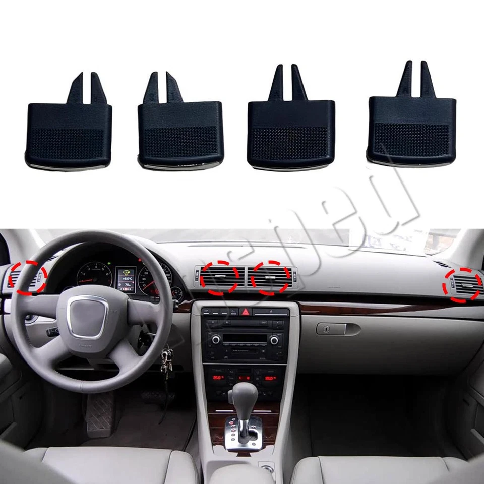 4PCS Black Front A/C Air Vent Outlet Tab Clip Repair kit For Audi A4 2005-2008 - Image 2 of 4