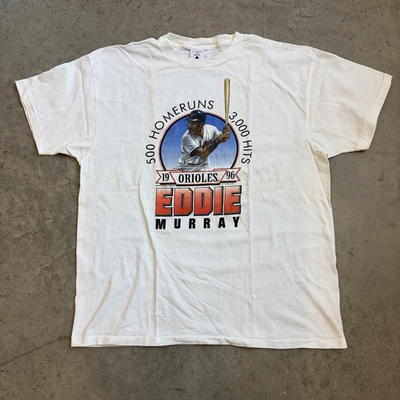 #ad Vintage 90s Baltimore Orioles Eddie Murray 3000 Hits 500 Home Runs T Shirt XL $29.99