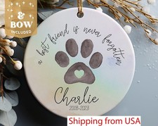 Pet Memorial Ornament - Pet Memorial Ornament with Rainbow Background and Paw...
