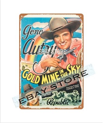 deco bar 1938 Gold Mine in the Sky cowboy Singing Cowboy retro tin sign plaque