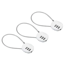 3 x Small Combination Lock 7.8 Inch 3 Digit Padlock for Gym Locker White