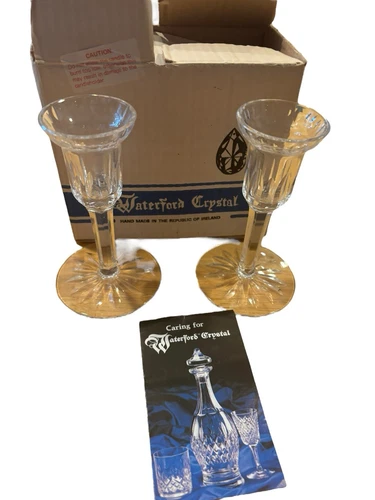Waterford Crystal Candlestick Holders Approx. 5” Tall Vintage In Box