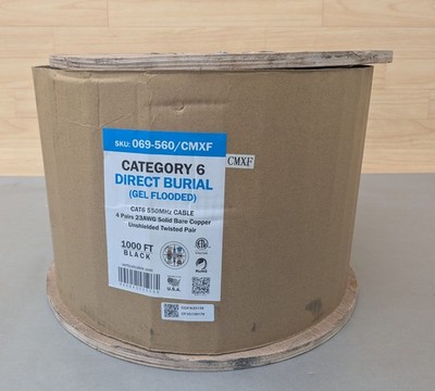 Vertical Cable Cat6 Direct Burial Gel Flooded 23AWG 4Pair Copper Cable 1000ft