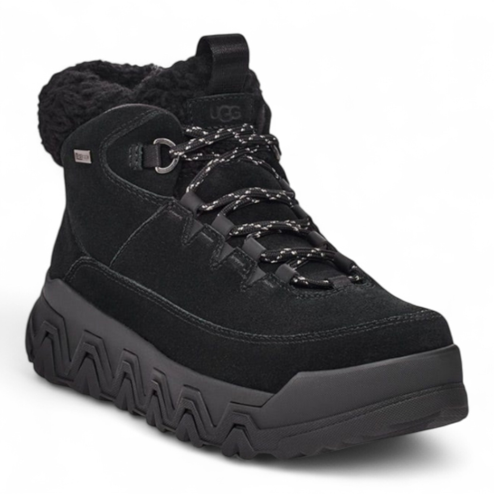 UGG TerreTrail Cozy Lace Black Suede UGGplush Sheepskin Boots Womens US 8 EU 39