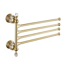 Golden Folding Towel Bars Towel Holder,Gold Crystal Towel Rack Bathroom Hardware