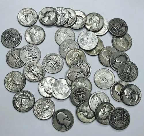 *LOT OF 40 PRE-1965 SILVER WASHINGTON QUARTERS* *FULL ROLL* NR #G3832