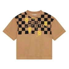 Little Marc Jacobs Boys Check Smiley Logo Cotton T-Shirt