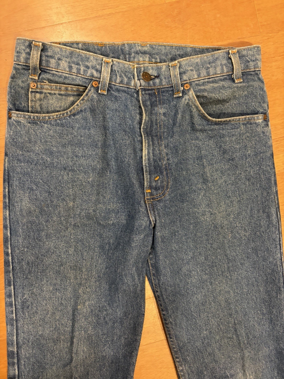 Vtg Levis 40509 Jeans HEMMED Mens Tag 34x30 Blue Orange Tab Denim USA 80s *34x27 thumbnail 8