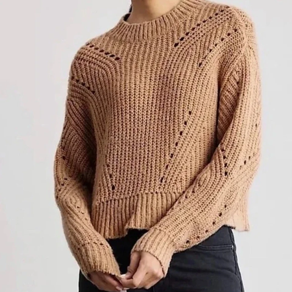 Suéter Elizabeth and James Mujer XX Grande Tostado Tara Tejido Punto Abierto Foto 2 de 4