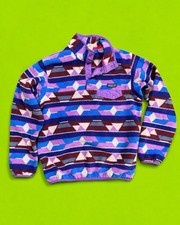 Patagonia Synchilla Snap-T Fleece Blue Purple Pullover Women s Medium Aztec