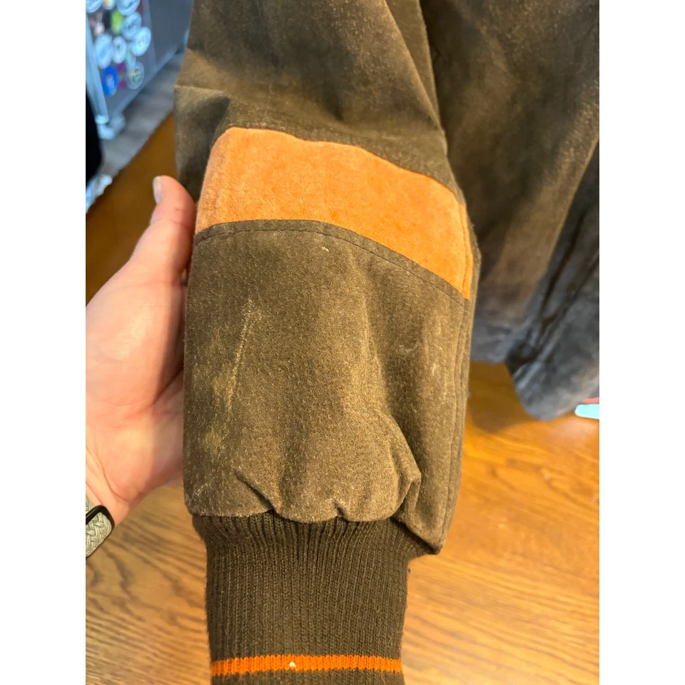 VTG NFL Cleveland Browns Suede Leather Bomber Varsity Jacket Logo 90s SZ XXL Foto 3 de 4