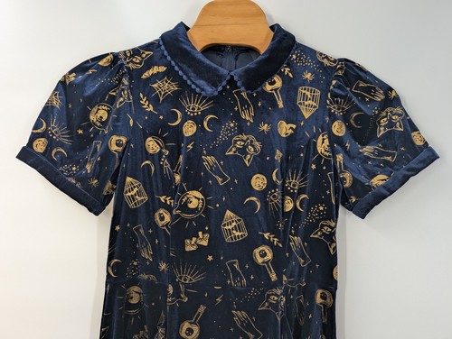 Modcloth x Collectif Swing Dress US size 14 Velvet Collar Pockets Navy RARE NWT - Picture 3 of 15