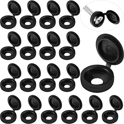 #ad #ad 100 Pcs Hinged Screw Cover Caps Plastic Snap Washer Covers Black $12.25