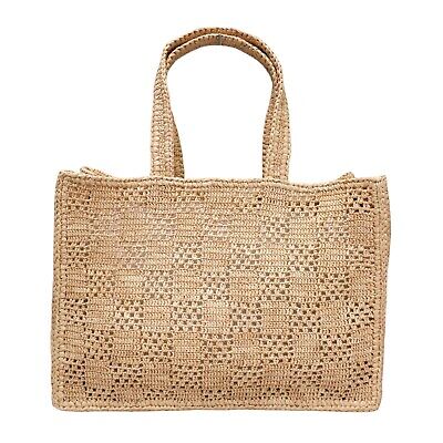 Louis Vuitton Shopper Bag MM Damier Raffia Tote Bag Natural Louis Vuitton Shopper Bag MM Damier Raffia Tote Bag Natural