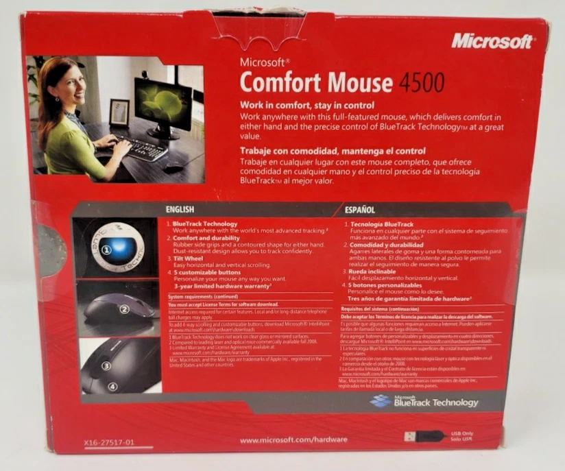 Microsoft Comfort Mouse Pink 4500 PC Mac USB 4FD-00016 Tilt Wheel 1422 - Image 2 of 4