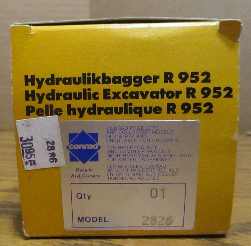 Liebherr R952 Hydraulic Excavator 1:50 Conrad Toy #2826 W Germany Die Cast Metal - Image 3 of 4