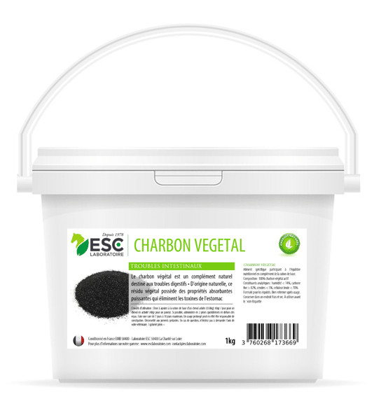 Charbon végétal de bois confort intestinal cheval élimination toxines en poudre