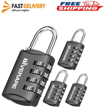 4 Pack Combination Lock, 4-Digit Padlock Keyless, Resettable Luggage Locks