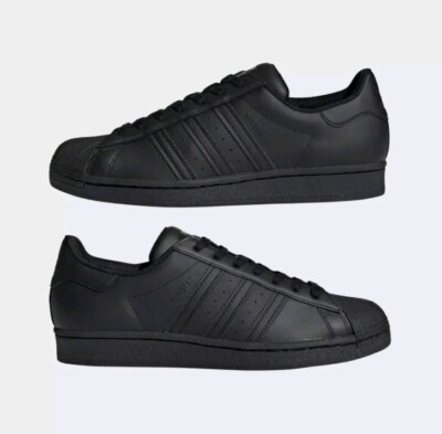 Men's Sz 10 Adidas Superstar Shoes Triple Black Sneaker Casual Y2K Vintage Style