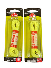 2 Pack KIWI STYLE Flat Neon Yellow Shoe Laces 45"  2940