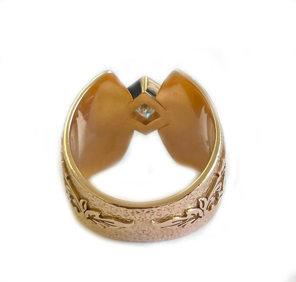 ANILLO DE COMPROMISO SOLITARIO MOISSANITA F1 CORTE PRINCESA ORO ROSA MACIZO 14K 1,00 CT Foto 2 de 4