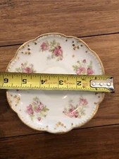 HAND PAINTED SCALLOPED GOLD RIM Tea Saucer Plate PINK ROSES MARKED A K FRANCE