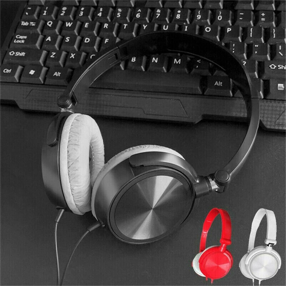 3.5mm Wired Headphones Over Ear Headsets Bass Stereo Earphone With Microphone - Image 3 of 4