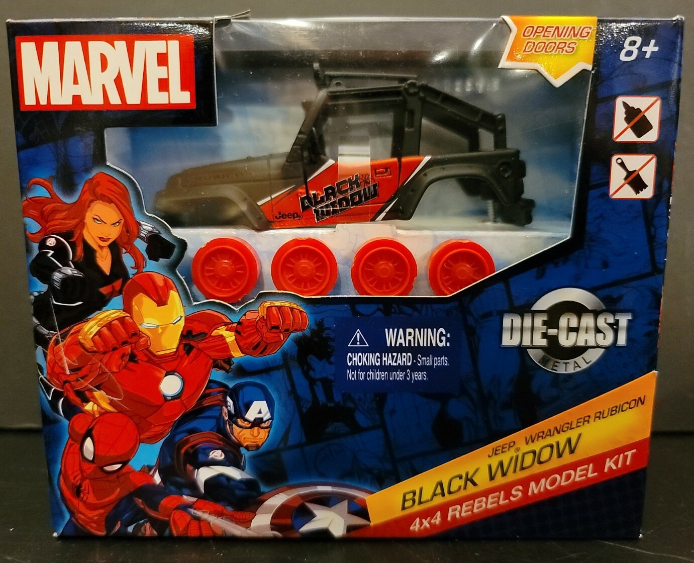 Black Widow Diecast Metal Jeep Model Kit Marvel 4x4 Rebels Jeep Wrangler Rubicon