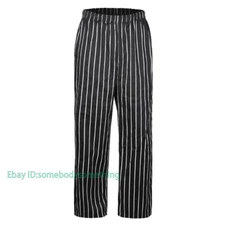 Men's Baggy Chef Pant Cargo Style Kitchen Work Uniform Elastic Waist Employee