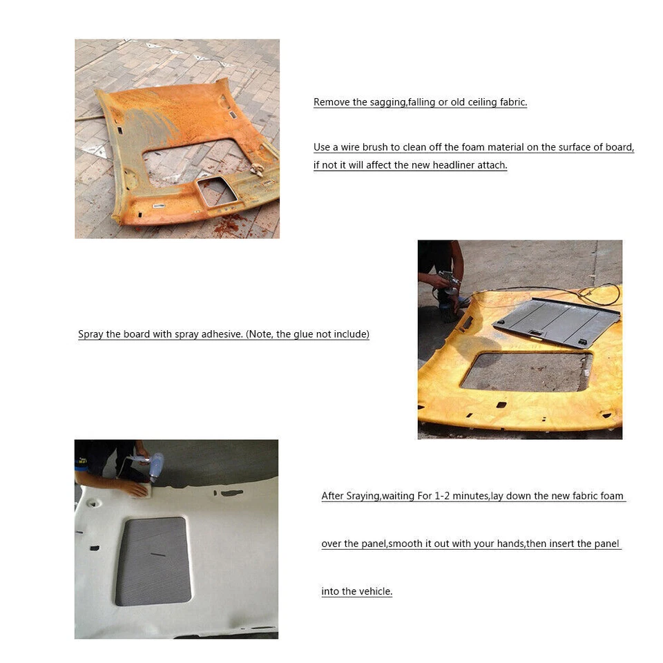 Headliner Foam Fabric Upholstery Roof Liner Repair Suede Renovation NEW - Image 4 of 4