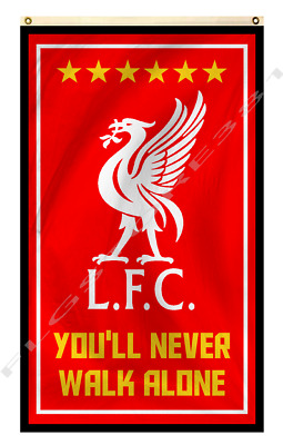 Liverpool Fc Flag Banner 3x5ft Vertical You Ll Never Walk Alone Champions 19 Ebay