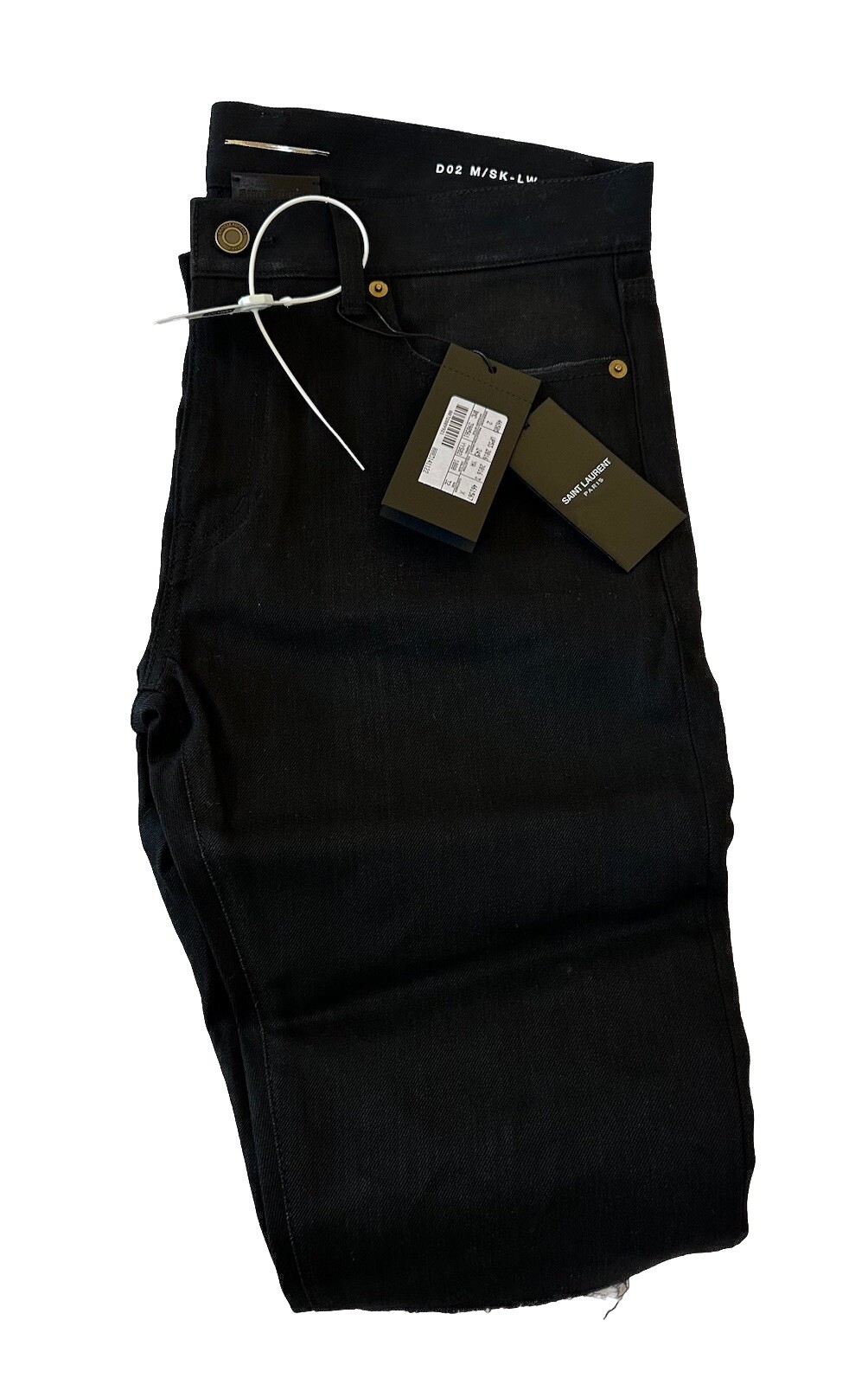 Jeans skinny da uomo Saint Laurent Paris D02 M SK LW effetto invecchiato neri taglia 32