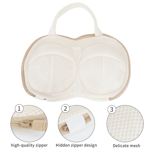 Bra Wash Bags 2Pcs Laundry Lingerie Brassiere Protector Beige A-C Cups Machine - Picture 4 of 7
