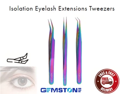 GM-TWEEZERS Professional Stainless Steel Eyelash Extension Tweezers Set for Isolation Lashes