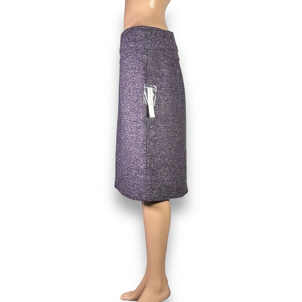 NUEVO CON ETIQUETAS Adrienne Vittadini, Negro, Púrpura Hasta la Rodilla Falda Tweed Talla 12 - "Kaitlin Foto 2 de 4
