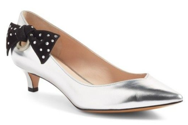 silver low pumps