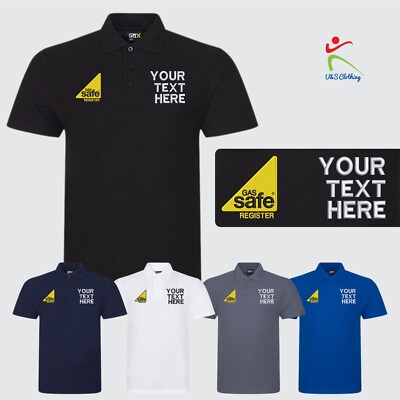 Personalised Gas Safe Plumber Embroidered Polo Shirt Custom Text Company Name T