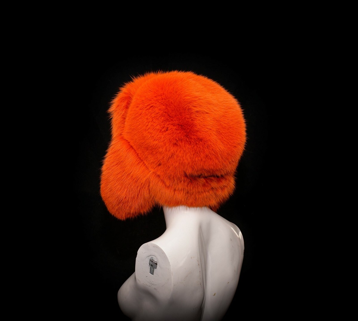 Handmade Orange Fox Fur Massive Trapper Vintage Aviator Ushanka