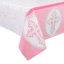 Pink Baptism Tablecloth set Of 2 Baptism Party Decorations For Girls Easter Tabl