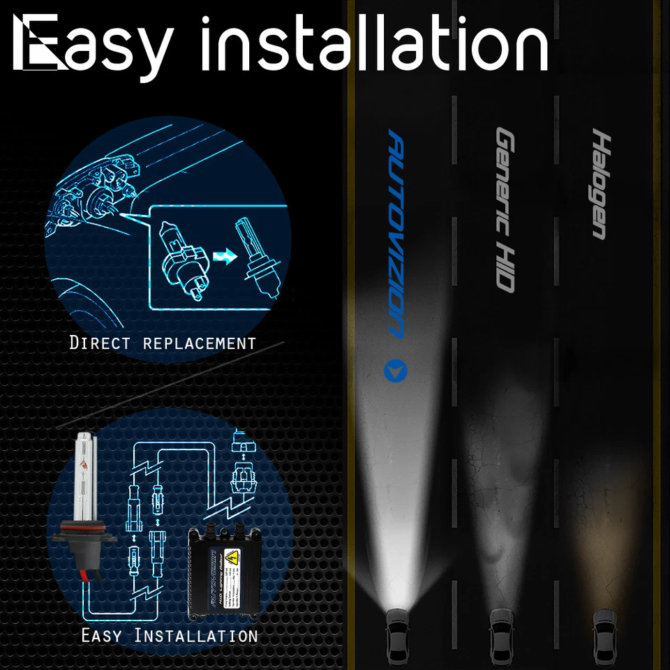 Xenon Slim 55W 9005 HB3 H10 Low Beam HID Conversion HeadLight Lamp Bulbs Kit - Image 4 of 4