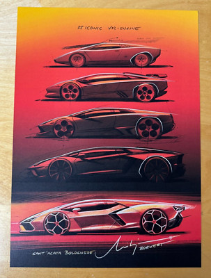 14'' x 10'' Official Lamborghini V12 Evolution Art - Revuelto Launch Mitja Borkert