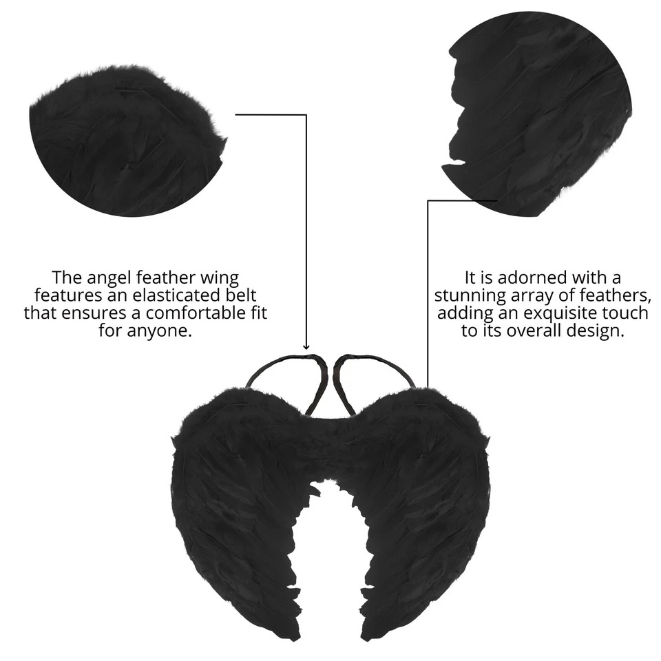 DARK DEVIL COSTUME Black Feather Girls Halloween Fancy Dress Outfit Party NEW - Image 4 of 4