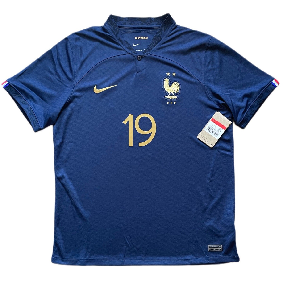 フランス代表 BENZEMA 19番 シャツ Lサイズ Benzema Shirt France FFF #19 Mens XXL Short Sleeve Blue NWT